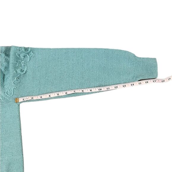 Jaclyn Smith Vintage Beaded Sweater Mint Green V Neck Womens Small - Picture 8 of 8